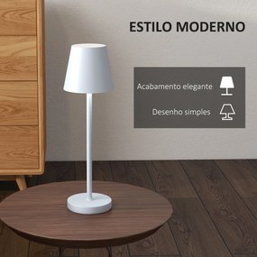 Candeeiro de Mesa com Luzes LED Candeeiro de Mesa Sem Fios Recarregável por USB-C 3 Cores Ø11,2x36,5 cm Cinza