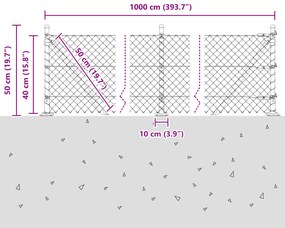 Cerca de Cadeia com 7 Postes Flangeados 0.4x10 m Aço Galvanizado