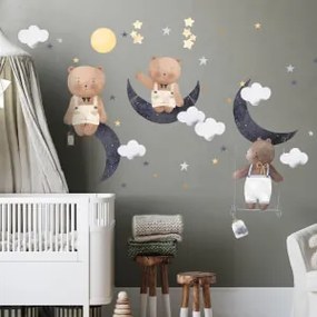 Adesivo de parede infantil - Urso e nuvens