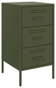 Mesas de cabeceira 2 pcs 36x39x68 cm aço verde-azeitona