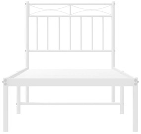 Estrutura de cama com cabeceira 75x190 cm metal branco