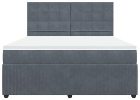 Cama com molas/colchão 180x200 cm veludo cinzento-escuro