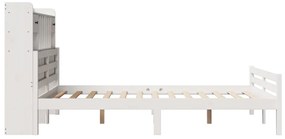 Cama com estante sem colchão 140x200 cm pinho maciço branco