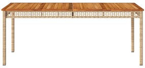 Mesa de jardim 180x90x75 cm vime PE e madeira de acácia bege