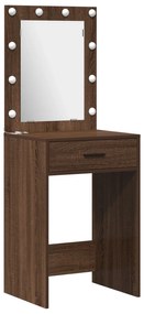 Conjunto de Mesa de Maquiagem 2 Peças com LED Madeira de Carvalho Pret