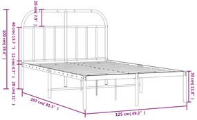 Estrutura de cama com cabeceira 120x200 cm metal preto