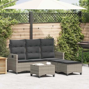 3 pcs conjunto sofás de jardim com almofadões em L vime PE