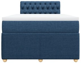 Cama boxspring com colchão 120x190 cm tecido azul