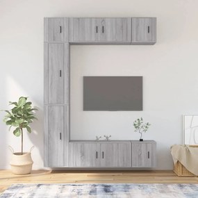 vidaXL Conjunto móveis de TV 7 pcs madeira processada sonoma cinza