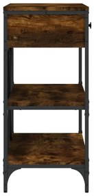 Mesa consola gavetas/prateleiras deriv. madeira carvalho fumado