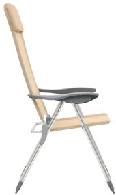 Cadeiras de campismo dobráveis 4 pcs alumínio creme