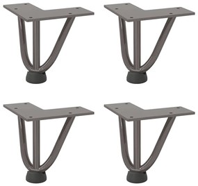 Pernas de grampo para mesa de centro 4 peças Aço natural 10 cm Aço mac