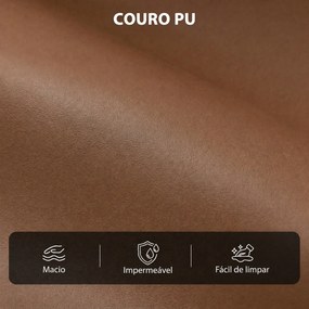 Poltrona Relax Reclinável Manual em Pele Sintética com Apoio para os Pés Castanho-Escuro