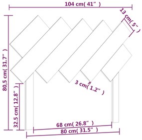 Cabeceira de cama 104x3x80,5 cm pinho maciço cinzento