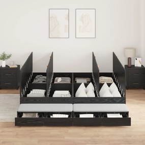 Estrutura de Cama Armazenamento Carvalho Preto 180x200 cm