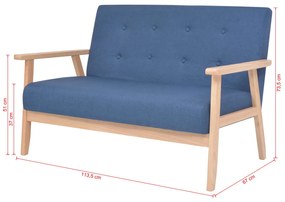 Sofá de 2 lugares tecido azul