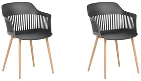 Conjunto de 2 cadeiras de jantar pretas BERECA Beliani