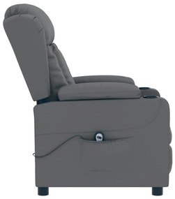 Poltrona reclinável elétrica couro artificial cinzento