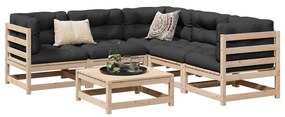 vidaXL 6 pcs conjunto sofás de jardim madeira de pinho maciça