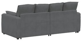 Sofá modular com almofadas cinzento-escuro