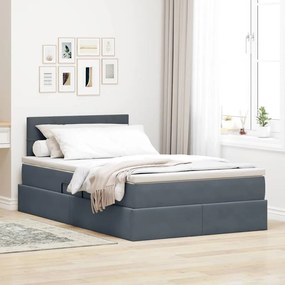 vidaXL Cama com Armazenamento Cinza Escuro 120 x 200 cm Veludo