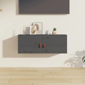 Armário de parede 80x30x30 cm madeira de pinho maciça cinza