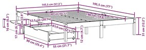 Cama sem colchão 140x190 cm madeira de pinho maciça