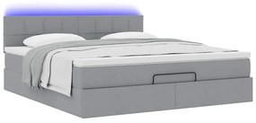 Cama otomana com colchão 160x200 cm tecido cinzento claro