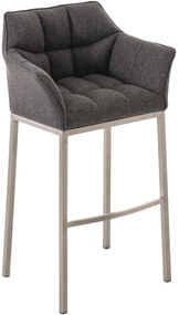 Banco de bar Damaso em tecido e com estrutura prateada 64 x 110 x 48 cm Cinzento titânio