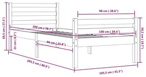 Estrutura de cama 100x200 cm madeira maciça