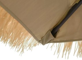 Guarda-sol c/ luzes LED e poste de aço 288x288x225 cm castanho