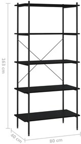 Unidade com 5 prateleiras 80x40x163 cm preto