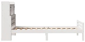 Cama com estante sem colchão 100x200 cm pinho maciço branco