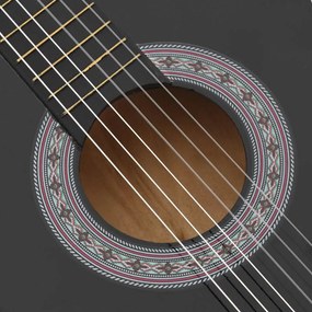12 pcs conjunto de guitarra clássica com 6 cordas 38" preto
