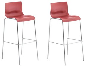 Conjunto de 2 bancos de bar Hoover em plástico e com estrutura cromada 43 x 100 x 48 cm Vermelho