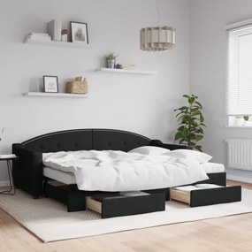 vidaXL Sofá-cama com gavetão e gavetas 80x200 cm tecido preto