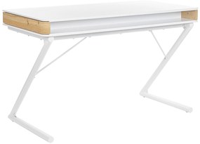 Secretária branca e castanha clara com 2 gavetas 120 x 60 cm FONTANA Beliani