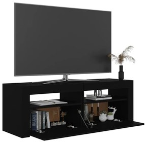 Móvel de TV com luzes LED 120x35x40 cm preto