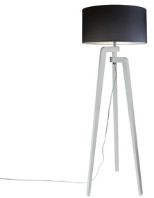 Candeeiro de pé tripé branco com sombra 50 cm preto - Puros Country / Rústico,Moderno