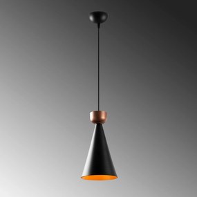 Candeeiro Suspenso Dodo – Preto e Cobre – 19 x 19 cm