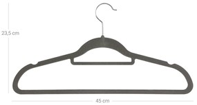 Conjunto de 20 cabides de veludo 45 x 24 cm cinzento