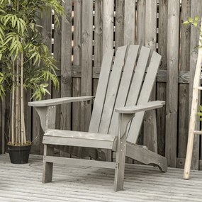 Cadeira Adirondack de Madeira Cadeira Adirondack de Jardim com Assento Extra Largo 78x89x88 cm Cinza