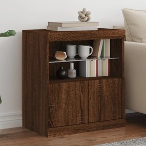 vidaXL Aparador com luzes LED 60x37x67 cm carvalho castanho