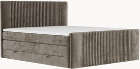 Cama divã em chenille artesanal com arrumação Bergamo, H3
