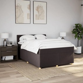 Cama com molas/colchão 160x200 cm tecido castanho-escuro