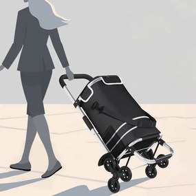 Carrinho de compras vidaXL com escada para subir preto 40 L