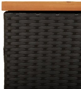 Caixa arrumação jardim 220x50x54 cm vime PE/acácia maciça preto