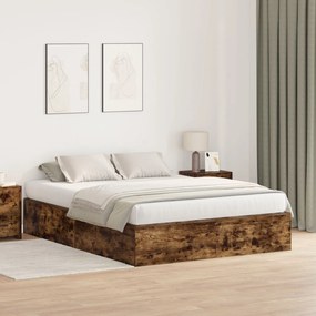Cama Armazenamento Carvalho Fumado 160x200 cm