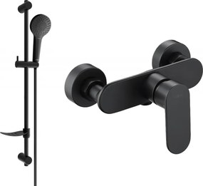 Mexen Milo DF05 bateria de chuveiro com conjunto de chuveiro, preta - 7134R05-70