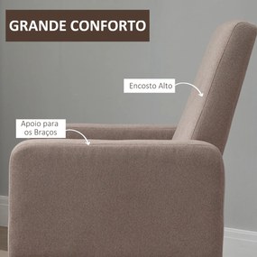 Poltrona Baloiço Estofada em Flanela Cadeira de Baloiço Relax com Assento Apoio para os Braços Acolchoados e Base de Madeira Ideal para Lactancia 72x7